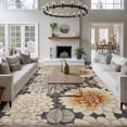 thumbnail image 4 of Retro Dahlia Flower Area&nbsp;Rug 5x7ft Floral Plant Grey Beige Art Watercolor Non-Slip&nbsp;Washable Square&nbsp;Rugs Soft Felt Indoor Floor Mat for Bedroom Kitchen Living Room Bathroom, 4 of 9