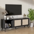 thumbnail image 2 of Rattan TV Stand for TVs up to 75", Sliding Doors, TV console, Entertainment Center for Bedroom, 2 of 8