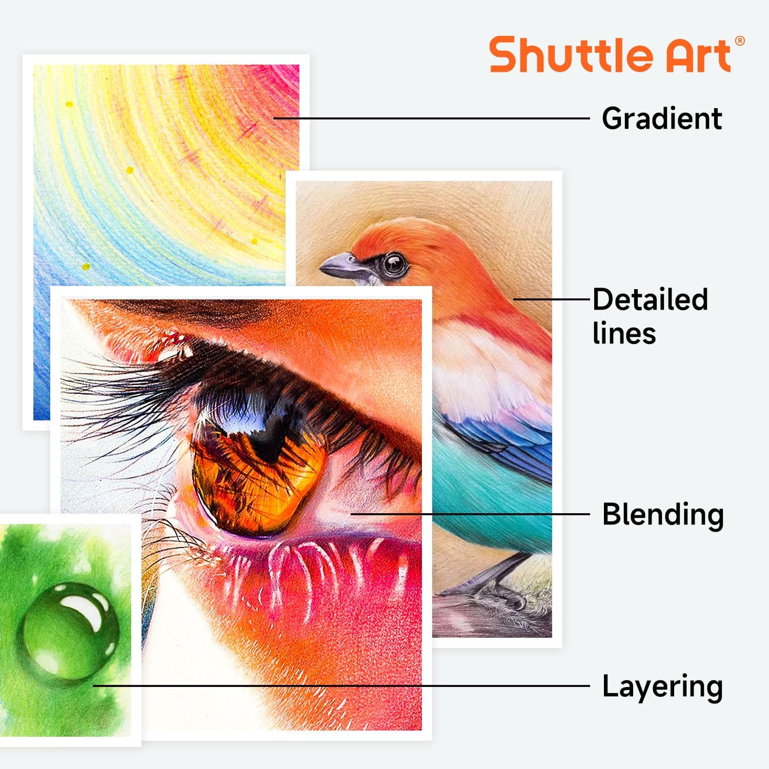 Shuttle Art 180 Soft Core Colored Pencils with Sharpeners photo 4