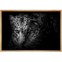 IDEA4WALL Framed Canvas Art Wall Decor Spotted Tiger Animals Wildlife Photography Realism Modern Closeup Dramatic Black and White for Dorm Home Office - 24"x36"