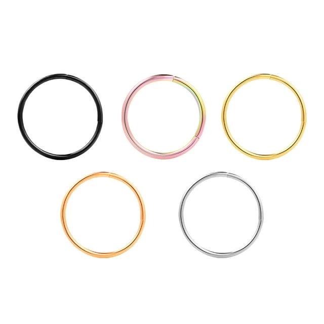 5 Pcs Anneaux de Nez Anneaux d'Oreille en Acier Inoxydable Faux Anneaux de Nez Bijoux de Perçage Corporel