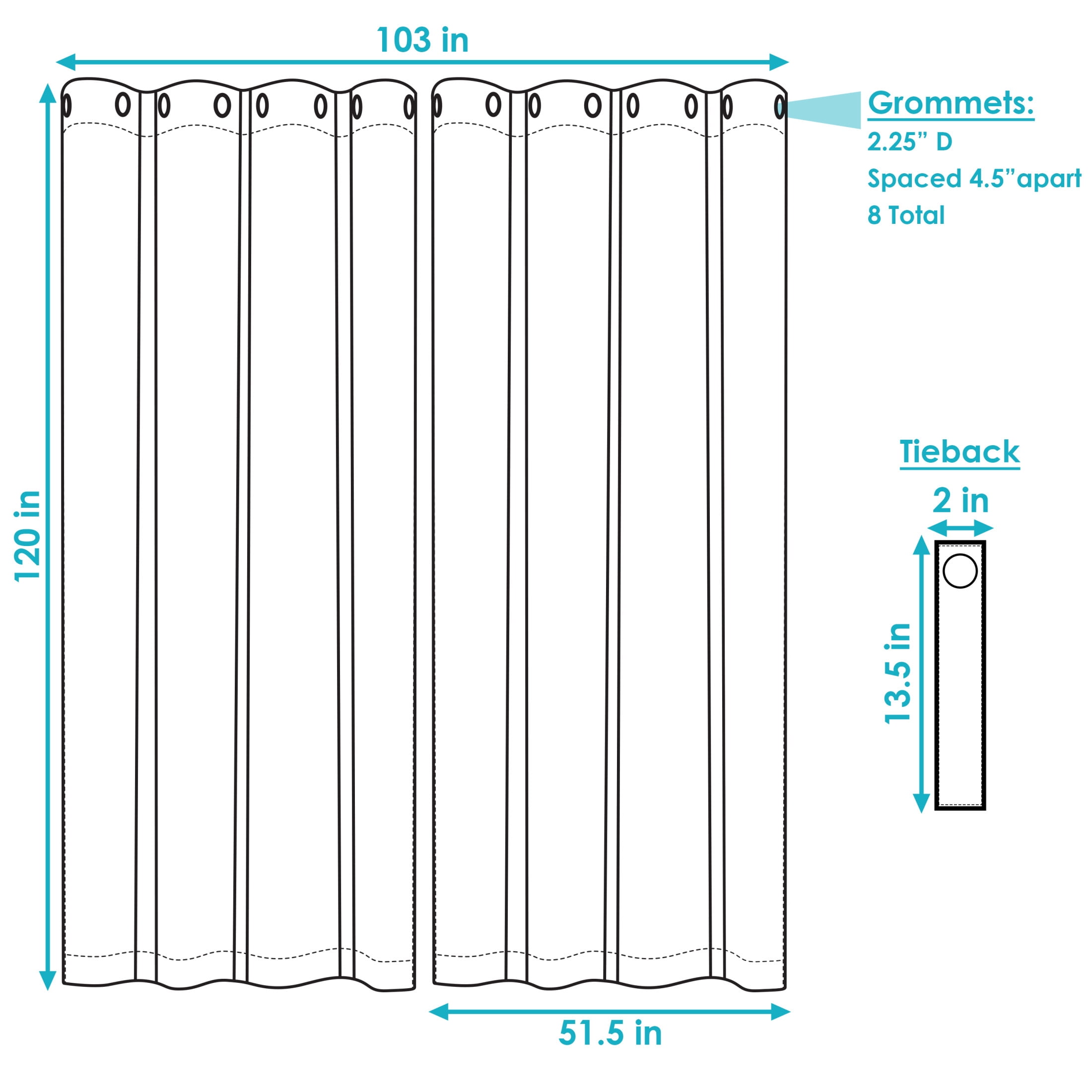 Sunnydaze Modern 2-Piece Blue Solid Indoor or Outdoor Blackout Curtain Panel Set