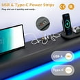 thumbnail image 3 of Queen Size Bed Frame with LED Headboard Footboard & USB Charging Ports, Faux Leather Upholstered Platform Bed with 4 Drawers for Bedroom Storage, Black, 3 of 9