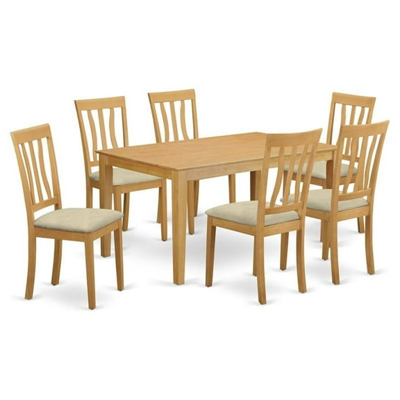 Atlin Designs 7-piece Wood Dining Set with Cushion Seat in Oak