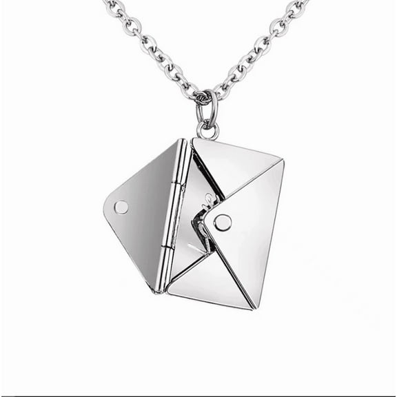 Kicpot  Love Letter Envelope Locket Necklace, Love Letter Message Necklaces,Stainless Steel Engraved Locket with Love You - Jewelry Gifts for Couple Family Friend