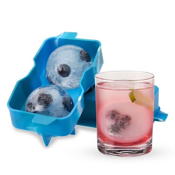 Host Silicone 2.25" Ice Sphere Silicone Mold in Blue Marble - 2.25” Large Ice Ball Maker - Slow-Melting for Cocktails & Whiskey - Food-Safe & Dishwasher Safe - Makes Two Ice Spheres, Set of 1