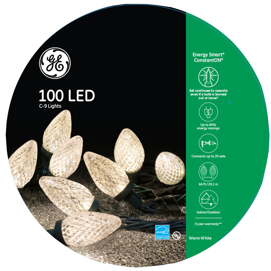 GE StayBright 50-count Lights C9 LED Sparkling Warm White Christmas New Years 