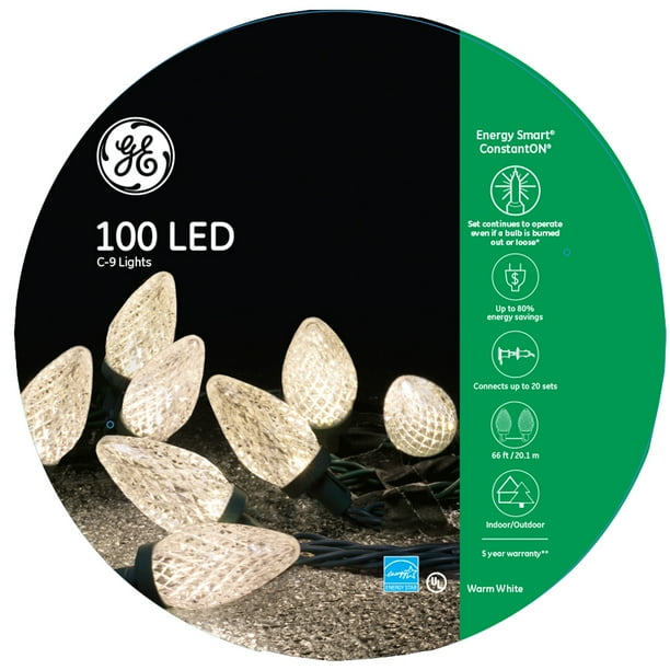 GE Energy Smart 100Count 66ft Constant Warm White C9 LED PlugIn