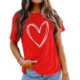 thumbnail image 3 of Valentines T-Shirts for Women Valentine Love Heart Printed Graphic Tshirt Cute Girls Minimalist Casual Top, 3 of 5