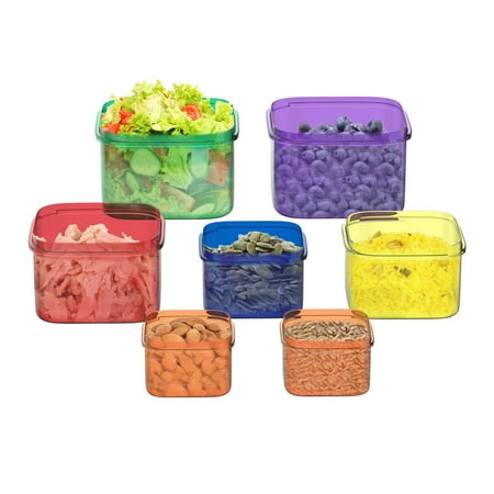 Portion Control Containers - Portion Control Containers- 7 Piece Color Coded Food Storage Set for Meal Prep, Dieting– BPA and DEHP Free, Microwave/Freezer Safe by Classic Cuisine