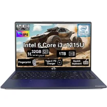 15.6" IPS FHD New Student Laptop Computer Intel 6 Cores I3-1215U 16GB RAM 1TB SSD Computer with 65W Type C Backlit Keyboard Fingerprint, for Home and Business Blue