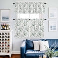 thumbnail image 2 of Watercolor Flowers Kitchen Curtains Valances and Tiers Set of 3 Country White Camellia Tier Curtains and Valance with Rod Pocket for Small Windows, 27.5"x36", 2 of 9