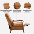 thumbnail image 6 of AFO Mid Century Modern Recliner Chair, Leather Push Back Armchair with Retractable Footrest, Solid Wood Legs, High Back Lounge Chair for Living Room, Brown, 6 of 10