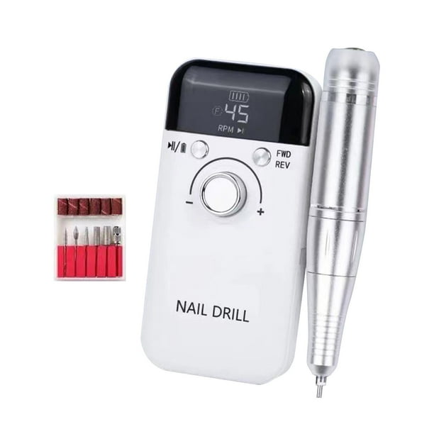 Taladro eléctrico para uñas, lima de uñas compacta, pulidor de uñas profesional, herramienta de manicura y pedicura para recortar, afilar y cortar. blanco