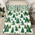 thumbnail image 2 of jejeloiu Merry Christmas Queen Sheet Sets,Tropical Botanical Pine Flat Sheet,Green White Tree Queen Fitted Sheet For Girls Boys,Reathable Home Decor,4pcs, 2 of 7