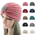 thumbnail image 4 of ZQUUVOU Women's Flower Rhinestone Turban Cap Muslim Pre Tied Beanie Headwrap Sequin Bonnet Stretch Pleated Hat Gray B, 4 of 4