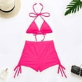 thumbnail image 4 of CEHVOM Ladies Two-Piece Set Of Bikini Split Boxer Swimwear With Chest Pads And No Steel Support Solid Color Straps, 4 of 4