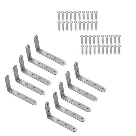 

10PCS Encapsulated Stainless Steel HeavyDuty L Shaped Gusset Furniture Corner Shelf Shelf Bracket Wall Mount Bracket