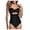 Black, variant on SOMER Women Sexy Cutout One Piece Swimsuits Tummy Control High Waisted Halter Front Tie Knot Bathing Suit