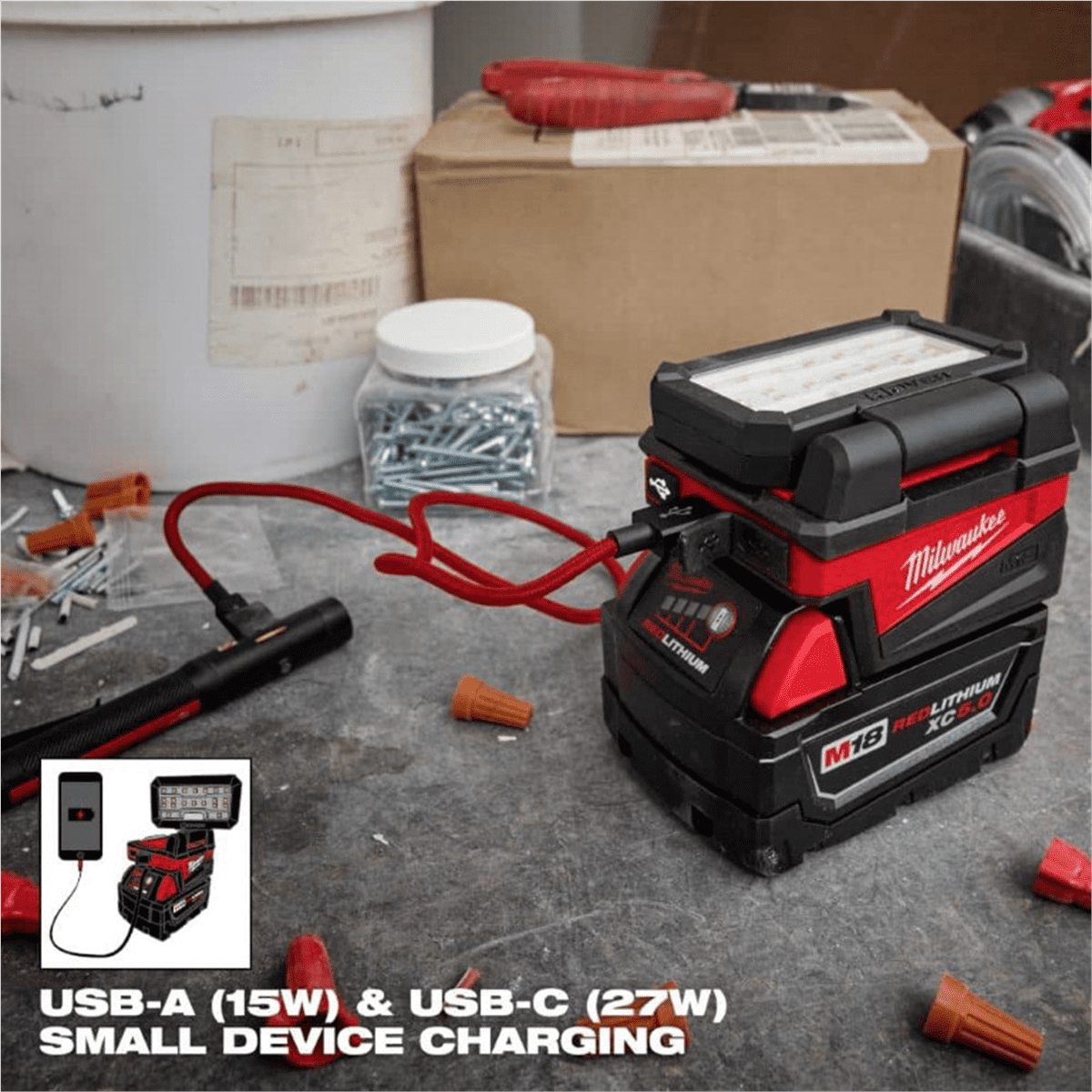 Milwaukee 2359-20 M18 ROVER Compact Folding Flood Light USB Charging