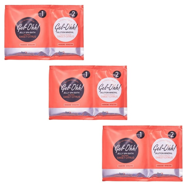 AvryBeauty Gel-Ohh Jelly Spa Bath, paquete de 3 cítricos frescos con aroma a cítricos, gelatina de vitamina C, servicios de salón de pedicura, salón de pedicura, relajación pediátrica, terapia de calo