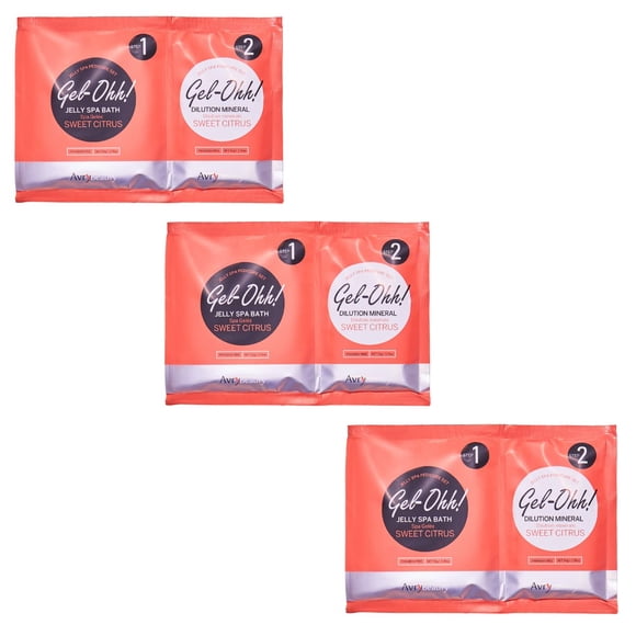 AvryBeauty Gel-Ohh Jelly Spa Bath, paquete de 3 cítricos frescos con aroma a cítricos, gelatina de vitamina C, servicios de salón de pedicura, salón de pedicura, relajación pediátrica, terapia de calo