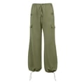 thumbnail image 3 of Huowey Women's Pants Plus Size Tethered Straight Cargo Pants Straight Wide Leg Loose Casual Trousers, 3 of 8