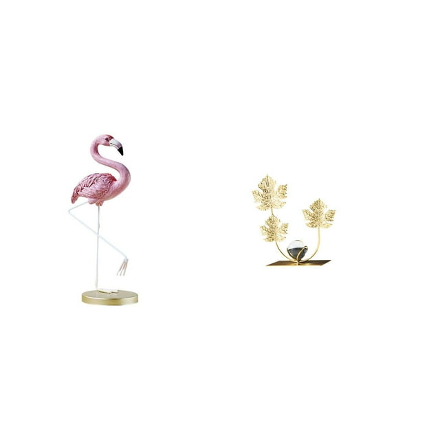 Escultura De Resina De Flamenco Con Hoja, Figura De Arte Moderno Con Soporte De Metal Para Jardín, Estanque, Macizo De Flores, Estantería, Dormitorio, Decoración Navideña, Adorno De