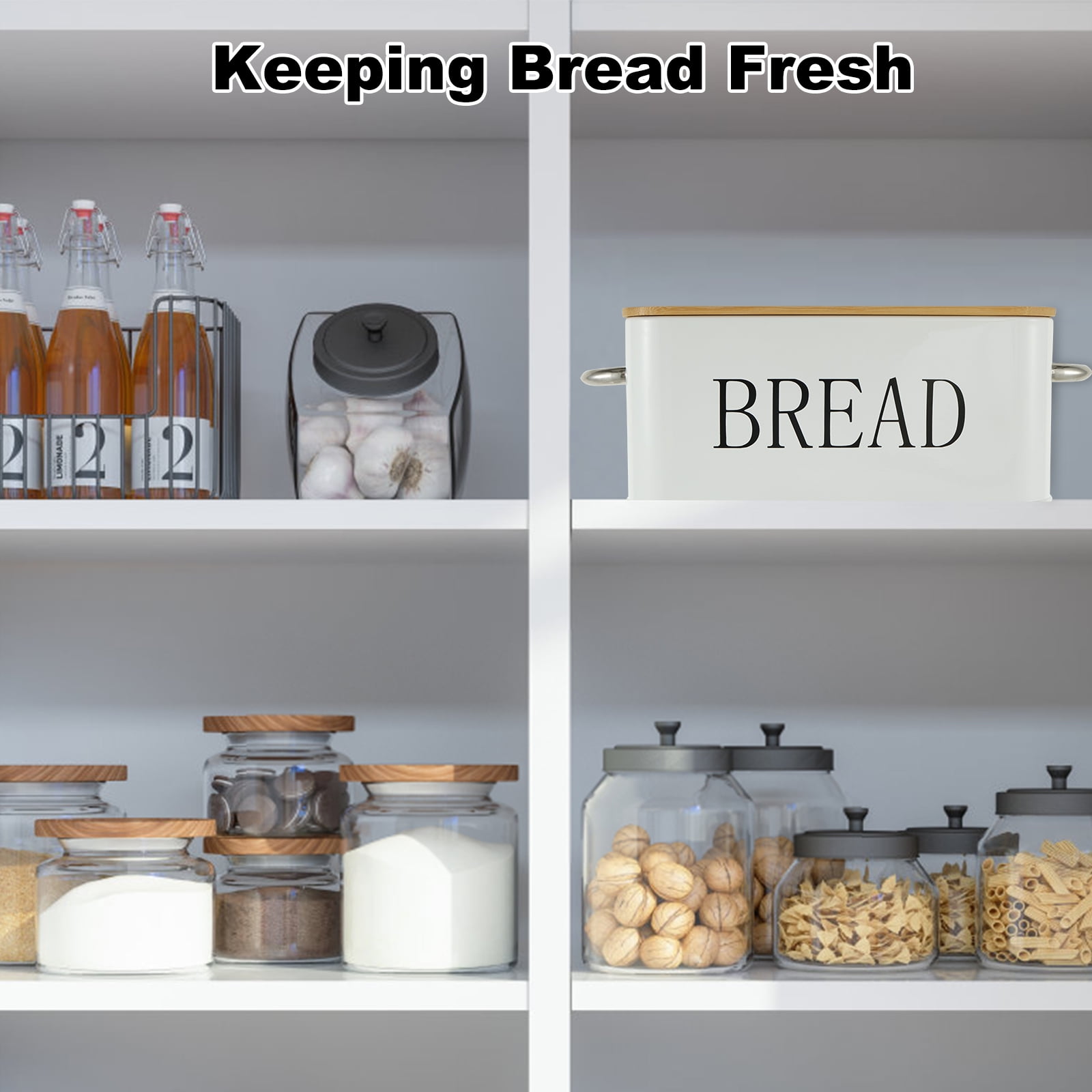 White Bread Box for Kitchen Countertop Bread Box with Cutting Board Lid White Bread Box Small Bread Box, Bread Bin Bread Holder for Kitchen Counter