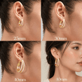 thumbnail image 2 of YEUOYEA 14K Gold Plated Inside Outside Hoop Earrings for Women Cubic Zirconia Hoops，25/30/40mm, 2 of 5