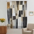 thumbnail image 3 of Black Brown Boho Sheer Curtains 45 Inches Long, Abstract Modern Geometric Art Light Filering Curtains, Breathable Simi Curtain Privacy Drapes for Kitchen Bathroom Lightweight Small Window Treatment, 3 of 9