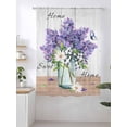 thumbnail image 2 of Sheer Curtains 72 Inches Long, Purple Lavender Semi Sheer Curtains Light Filtering Window Treatment, Spring Floral Daisy Butterfly Leaves Gray Privacy Voile Drapes for Living Room Bedroom 52x72 Inch, 2 of 7