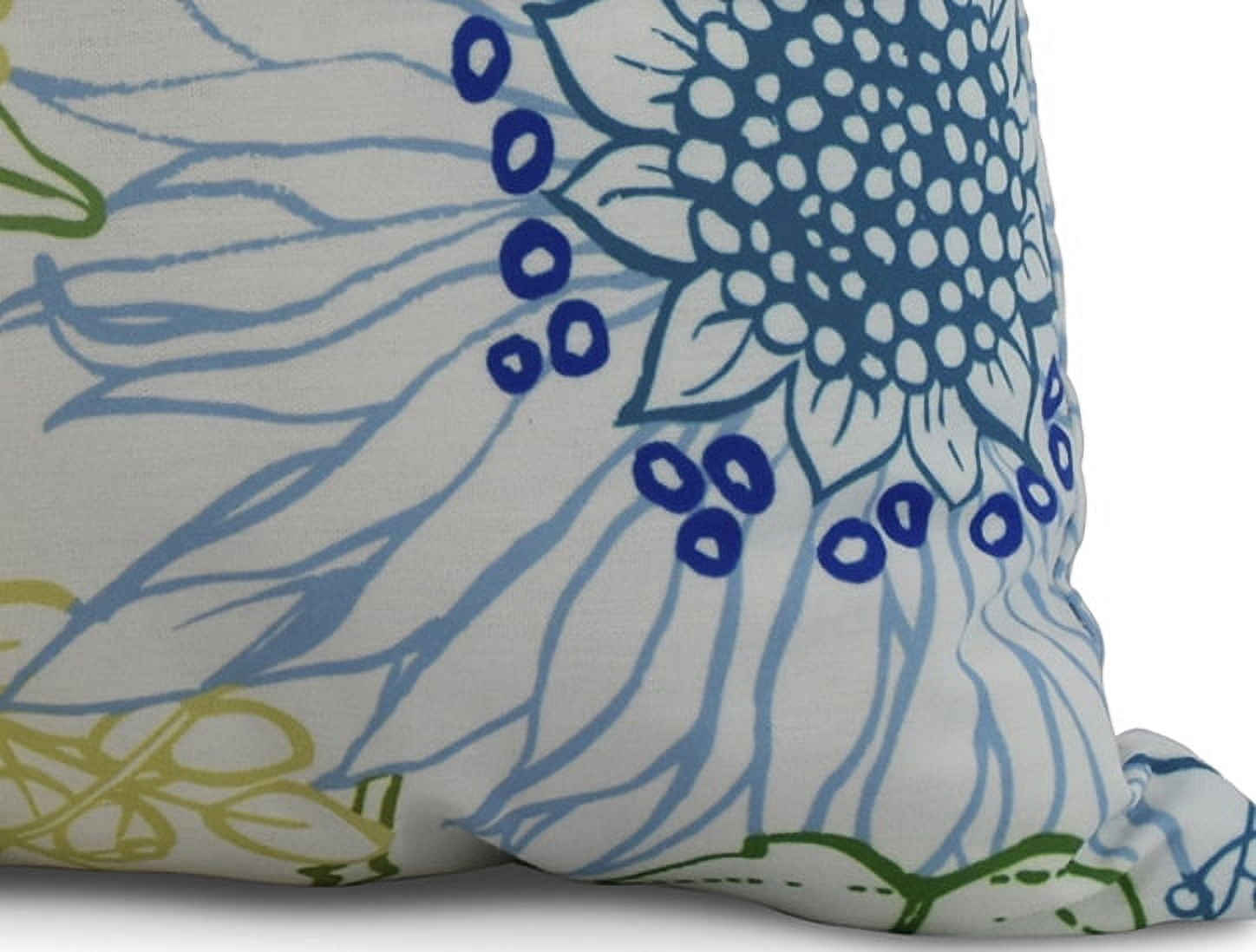 Simply Daisy, 18 x 18 Inch, zentangle 4 Color, Floral Print Pillow, Blue