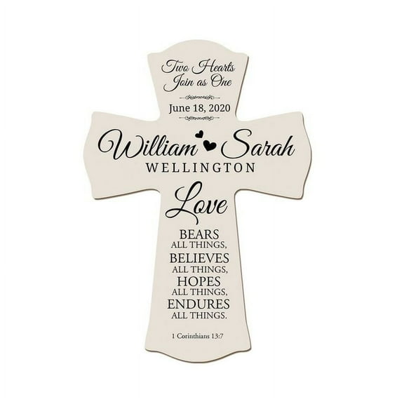 LifeSong Milestones 8x11.25in Black Wall Cross_Two Hearts Join As One