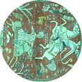 thumbnail image 1 of Ahgly Company Indoor Round Animal Turquoise Blue Traditional Area Rugs, 5' Round, 1 of 4