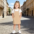 thumbnail image 2 of Curuila Toddler Child Girls Suspenders Dress With Pocket Solid Color Square Neck Sleeveless Summer Comfort Casual Dresses Khaki Size 12-13 Years, 2 of 4