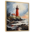 thumbnail image 2 of Designart "Lighthouse Guiding Red Beach wall decor" Cityscapes Floater Framed Canvas Print, 2 of 7