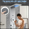 thumbnail image 4 of TROPOW 6 In 1 Shower Panel Tower System, Towallmark LED Rainfall Shower Panel Tower Stainless Steel Shower System, 4 Output Modes with Handheld Shower Head, Wall-Mounted, Silver, 4 of 7