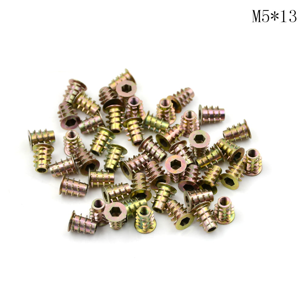 50 pieces M4 M5 M6 zinc-hexagonal drive head screw For wood thread insert nut JT 