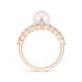 thumbnail image 2 of Angara Japanese Akoya Cultured Pearl Solitaire Ring with Diamonds in 14K Rose Gold for Women | June Birthstone Jewelry for Her, 2 of 8