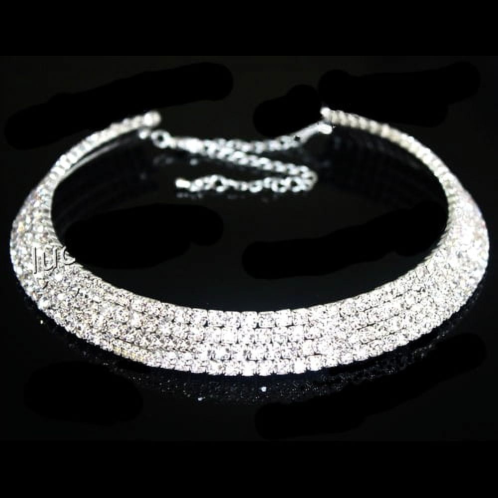 JEAIRTS Choker Rhinestone Necklace Diamond Row Necklaces Crystal Chokers  Necklace Chain Jewerly Sparkly Party Prom Accessories for Women and Girls