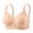 Beige, variant on Women's Leaf Jacquard Wireless Bra, Floral Lace Trim, Adjustable Wide Straps, Multi-Hook Back, Rhinestone Flower Detail, Soft Daily Support Bra