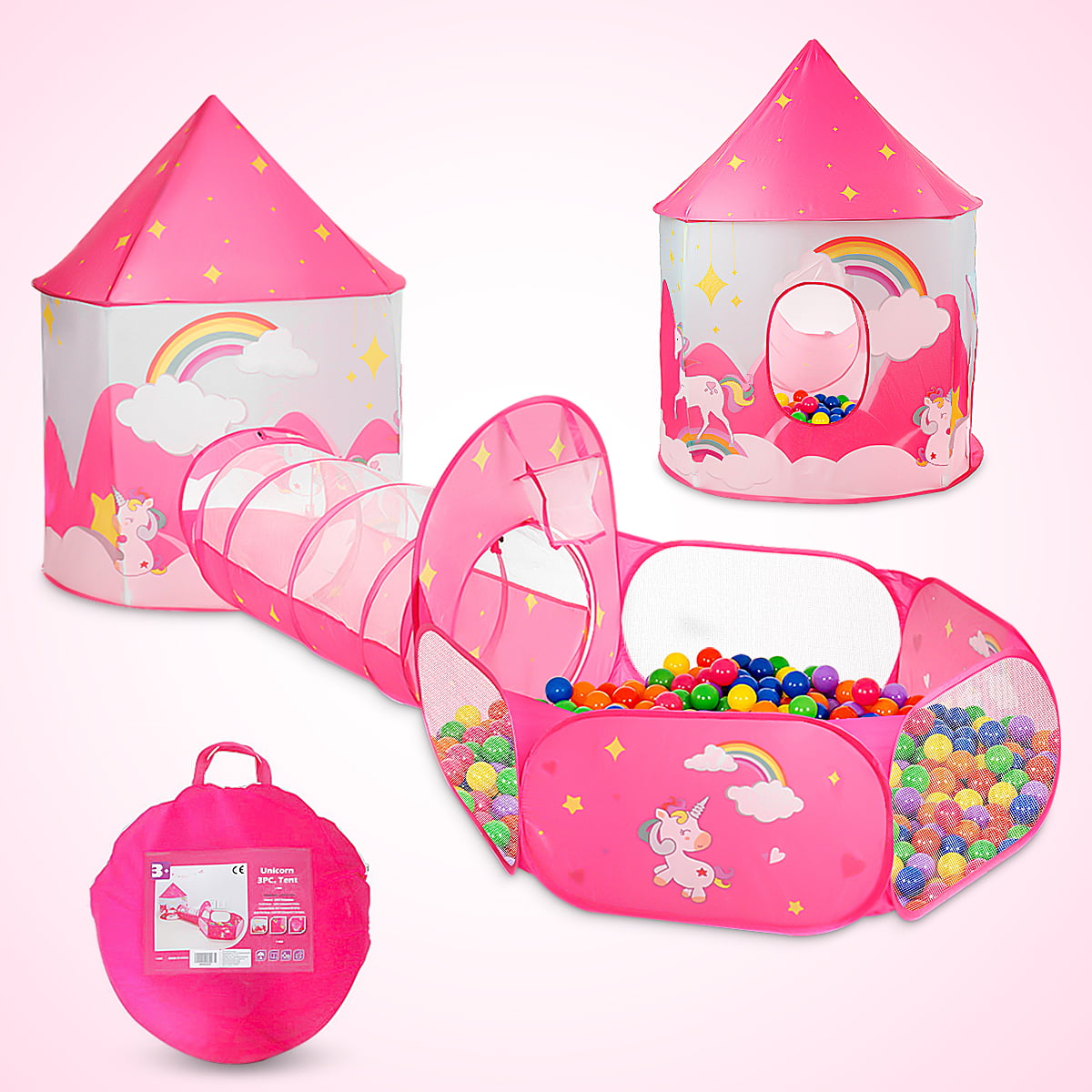Baby Girls Princess Castle Play Tent Fairy Tale Pink Prairie Foldable Play House 