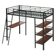 thumbnail image 4 of Kacho Loft Bed, Twin Size Loft Metal Bed with 3 Layers of Shelves and Desk, Stylish Metal Frame Bed with Whiteboard, Space Saving, Noise Free, No Box Spring Needed, Black, 4 of 12