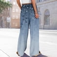 thumbnail image 4 of Dress Pants Women Petite High Waisted Wide Leg Summer Beach Vacation Pants Boho Lounge Casual Palazzo Trousers, 4 of 7