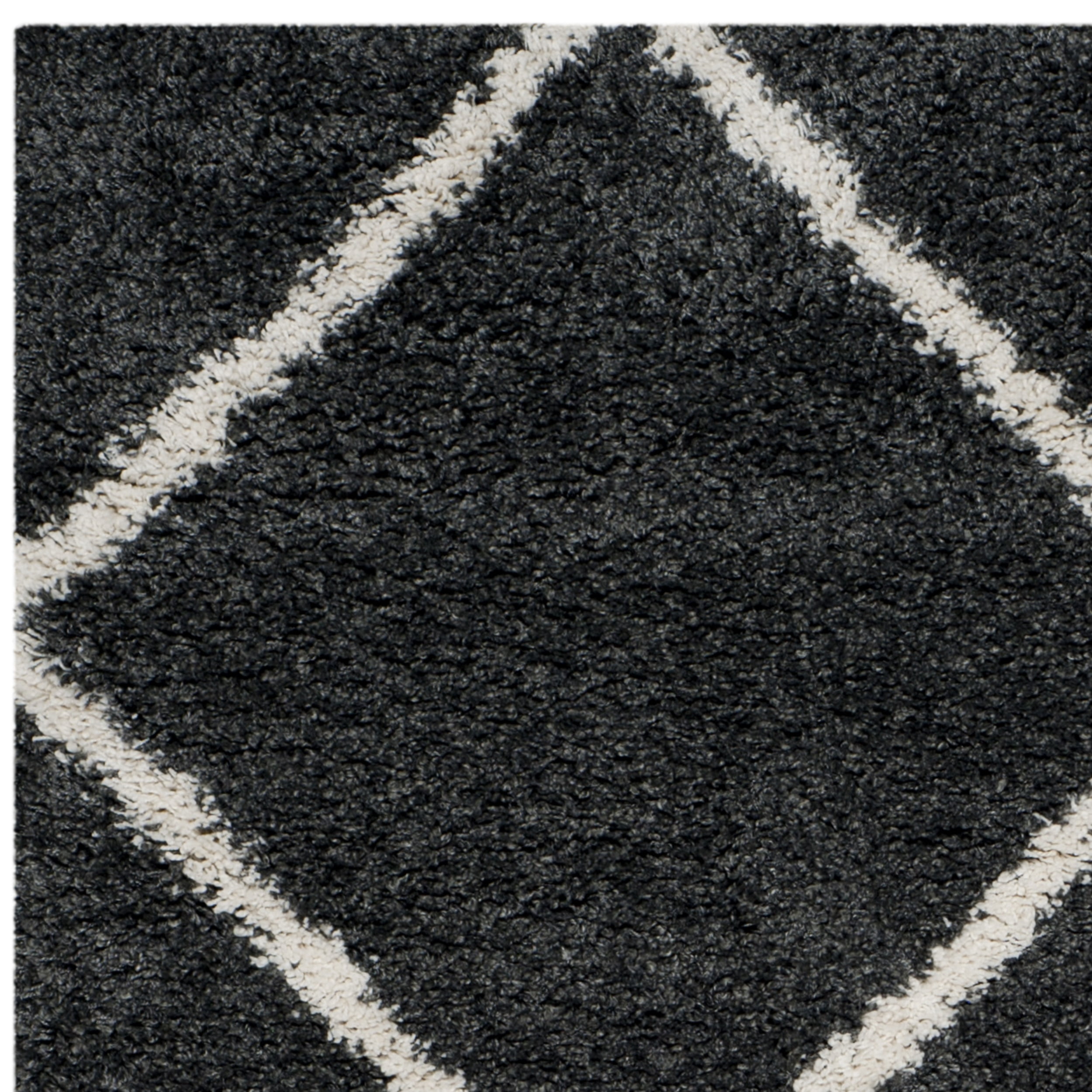 SAFAVIEH Hudson Amias Geometric Shag Area Rug, Dark Grey/Ivory, 9' x 12'