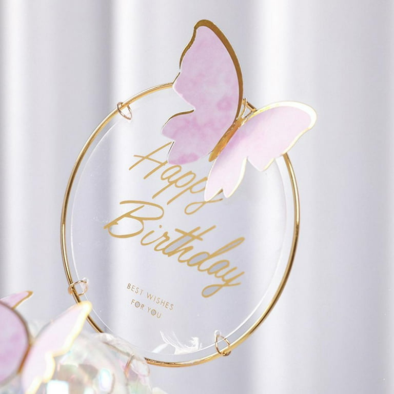 10pcs Gold Butterfly Cake Decorations Happy Birthday Acrylic Cake