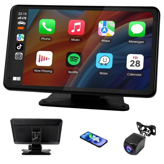 Audio estéreo portátil para coche 7 con reproducción inalámbrica CarPlay/Android Auto