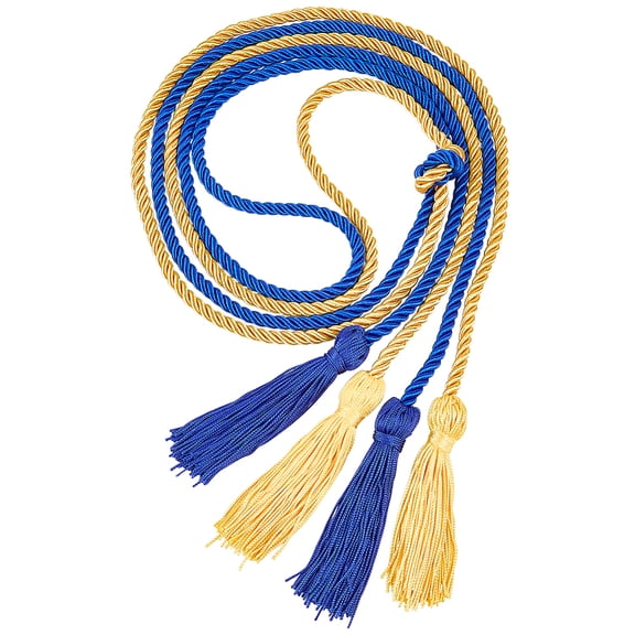2 Colors Graduation Honor Cords Gold Tassel Cord 64.3 Inch Long Royal Blue Braid Honors Ropes with Tassels