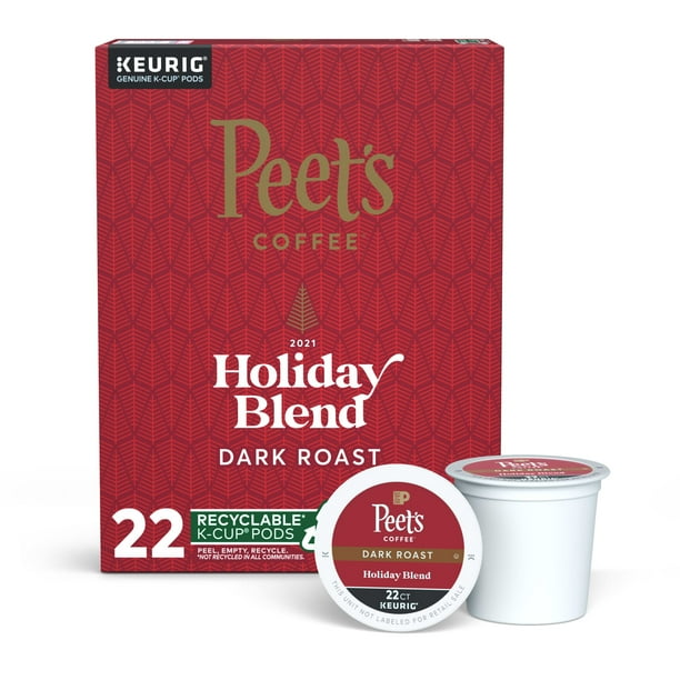 Peet's Coffee Holiday Blend Dark Roast Coffee K-Cup Pods 22 ct Box